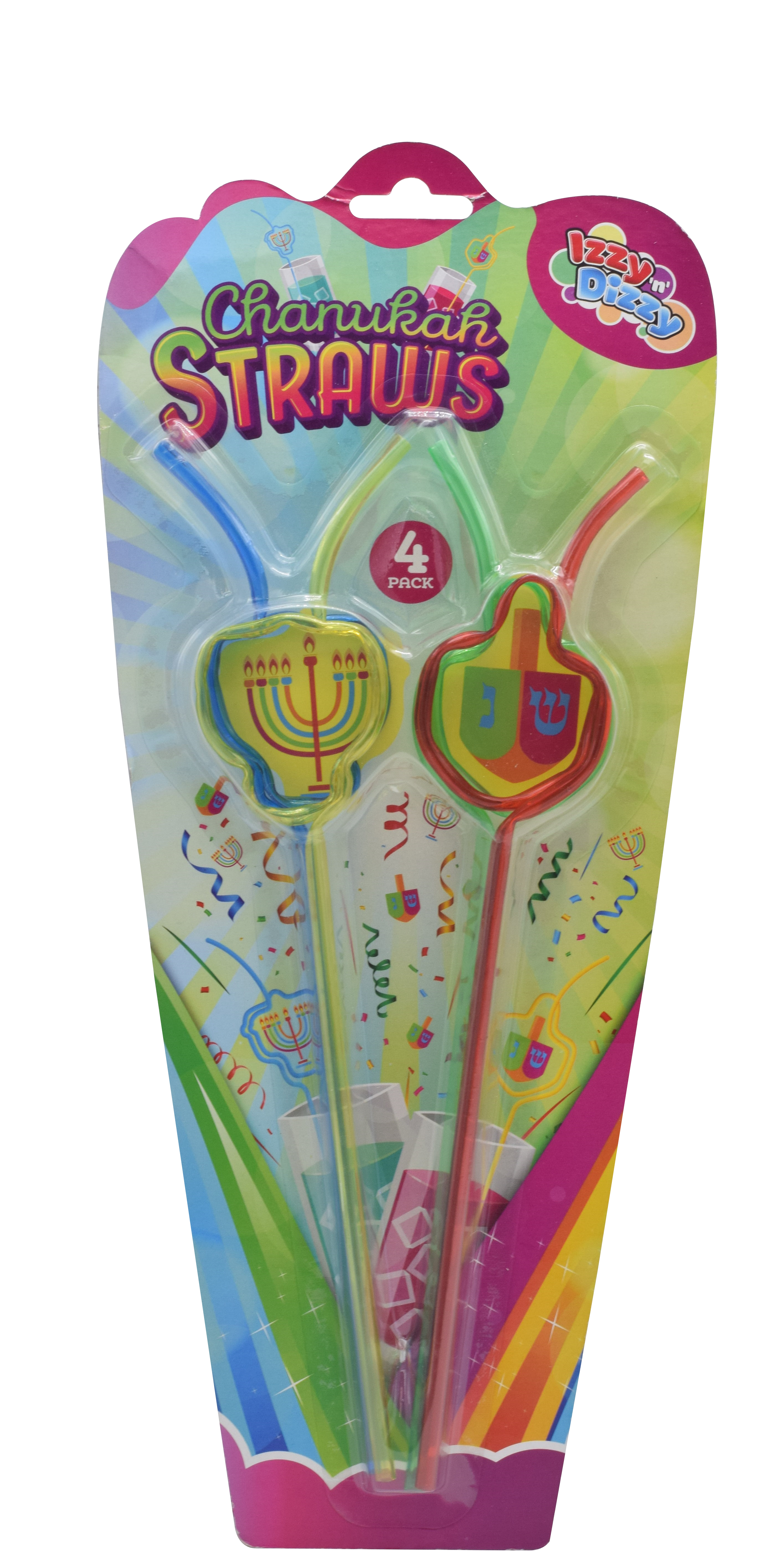 4pk Chanukah Shaped Straws — Judaica Square