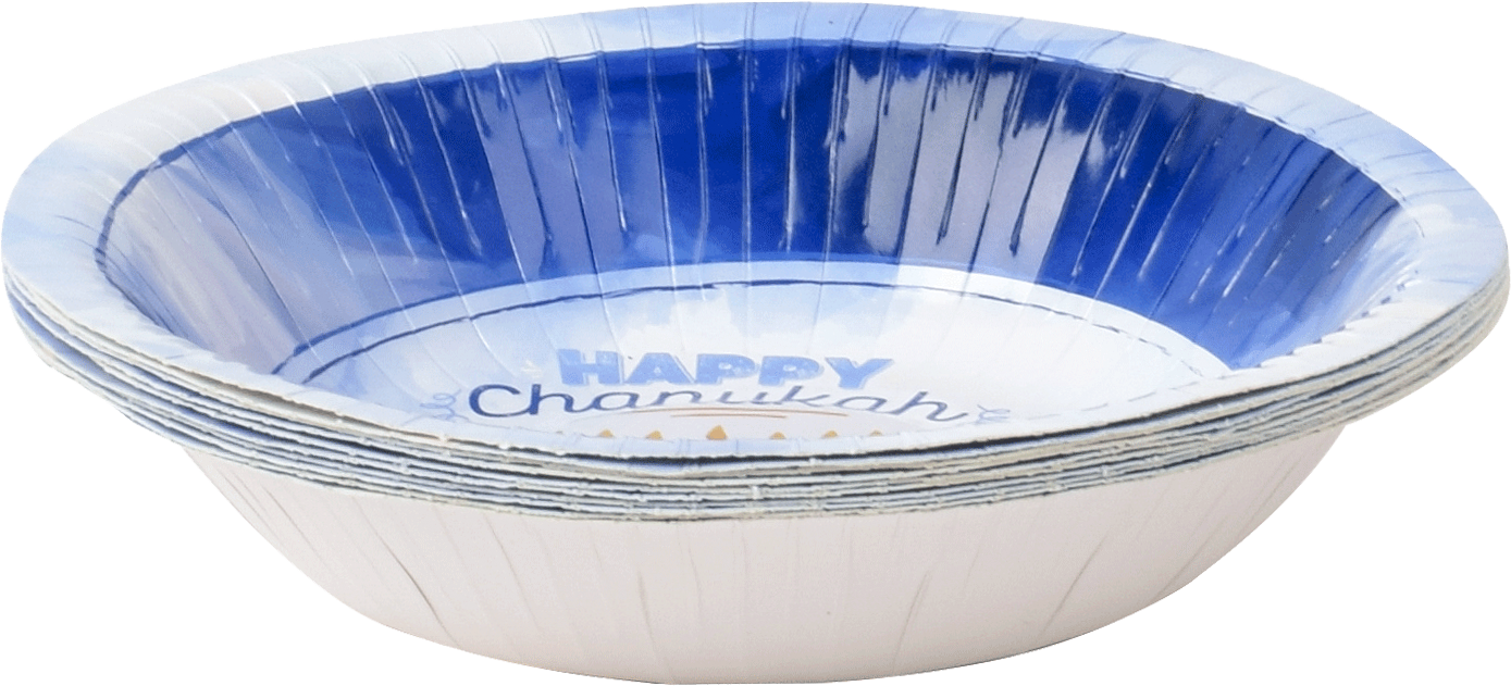 10pk Chanukah Soup Bowls - Blue Design — Judaica Square