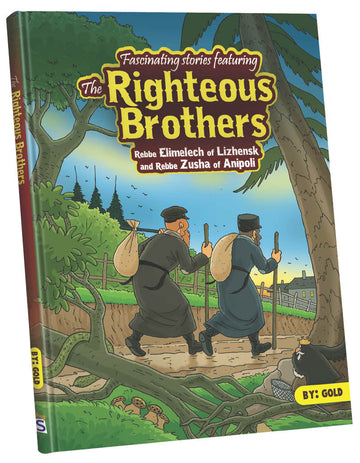 The Righteous Brothers comic at an angle, two brothers walking a forest road with sacks