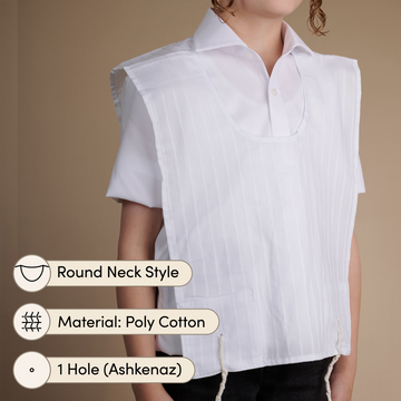 KIDS Poly cotton Tzitzis, Round Neck, 1 Hole, Meyuchad Strings
