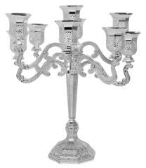Candelabra: 9 Branch Silver Plated Filigree Design - 9"