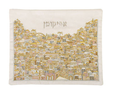 Emanuel Full Embroidered Afikoman Bag Jerusalem-- Gold