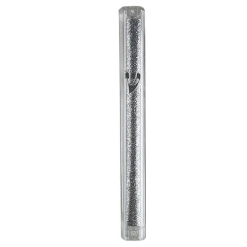 Mezuzah Case: Plastic Clear With Silver