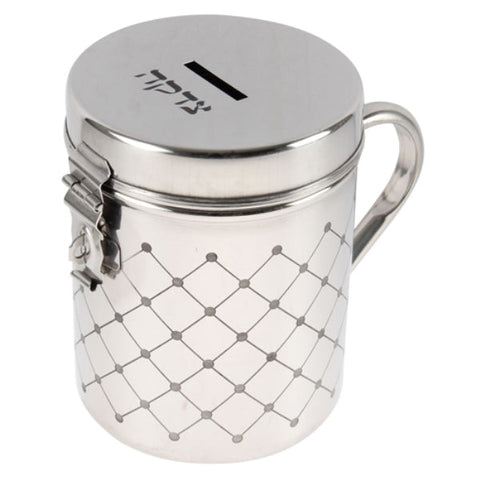 Tzedakah Box: Stainless Steel Diamond Design