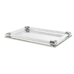 BT Shalom Collection: Crystal Mirror Candlestick Tray with Inner Gemstones