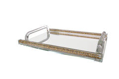 BT Shalom Collection: Crystal Mirror Tray with Inner Stones