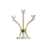 BT Shalom Collection: Crystal 3 Branch Candelabra with Inner Net Design