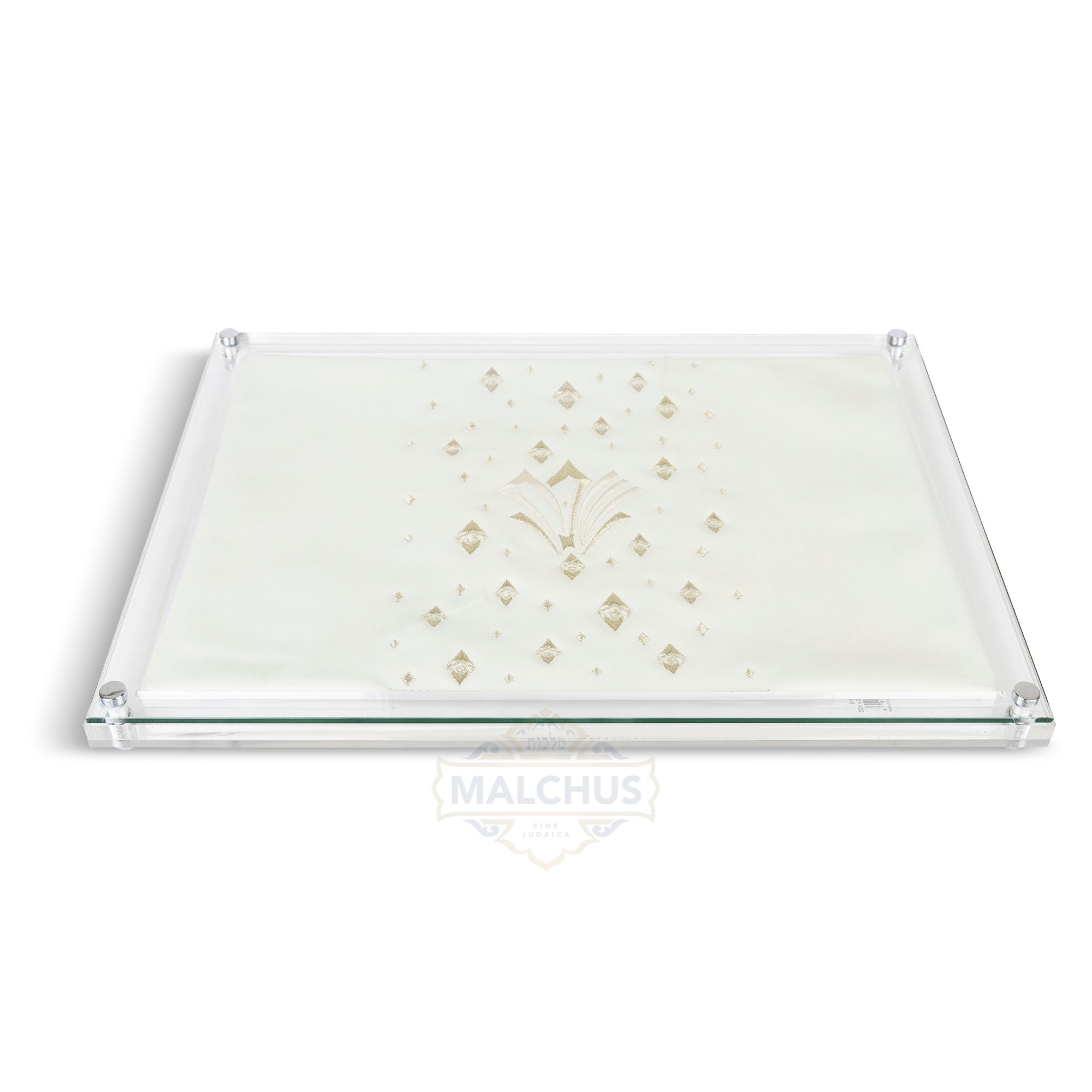 Glass Challah Board #680 Leather - Shabbos Accessories
