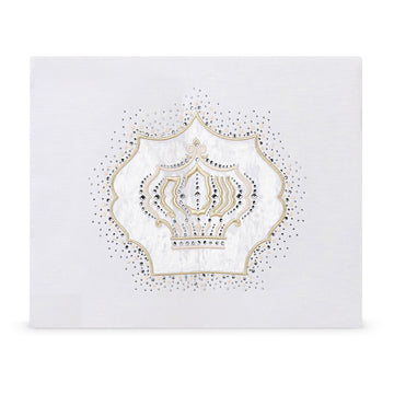 Linen look challah cover with framed embroidery