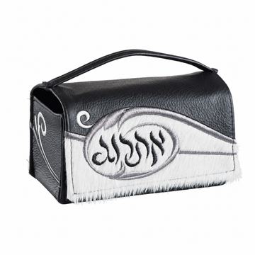 Black Leather with White Fur Esrog Holder #367 - Lulav & Esrog Holders