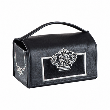 Black Leather with Black Fur Esrog Holder #408 - Lulav & Esrog Holders