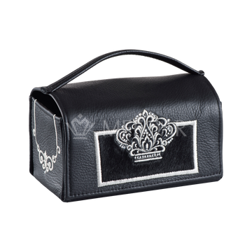 Black Leather with Black Fur Esrog Holder #408 - Lulav & Esrog Holders