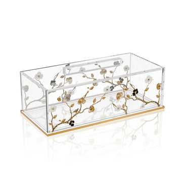 Ornate Garden clear lucite cake log holder with gold flowering vines and gold-tone base