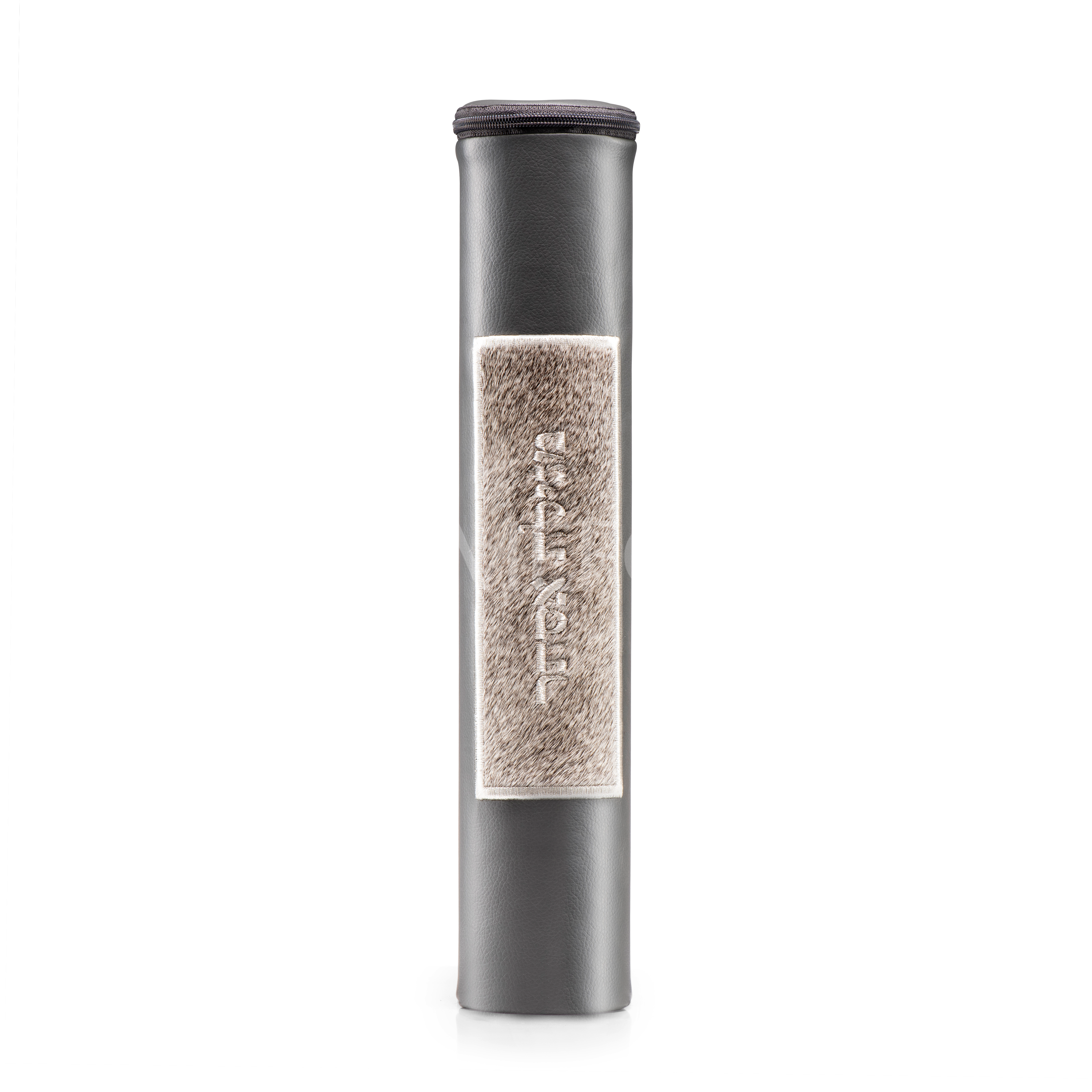 Grey Megillah Holder, with Heather Grey Fur and Silver Embroidery - Megillah Cases