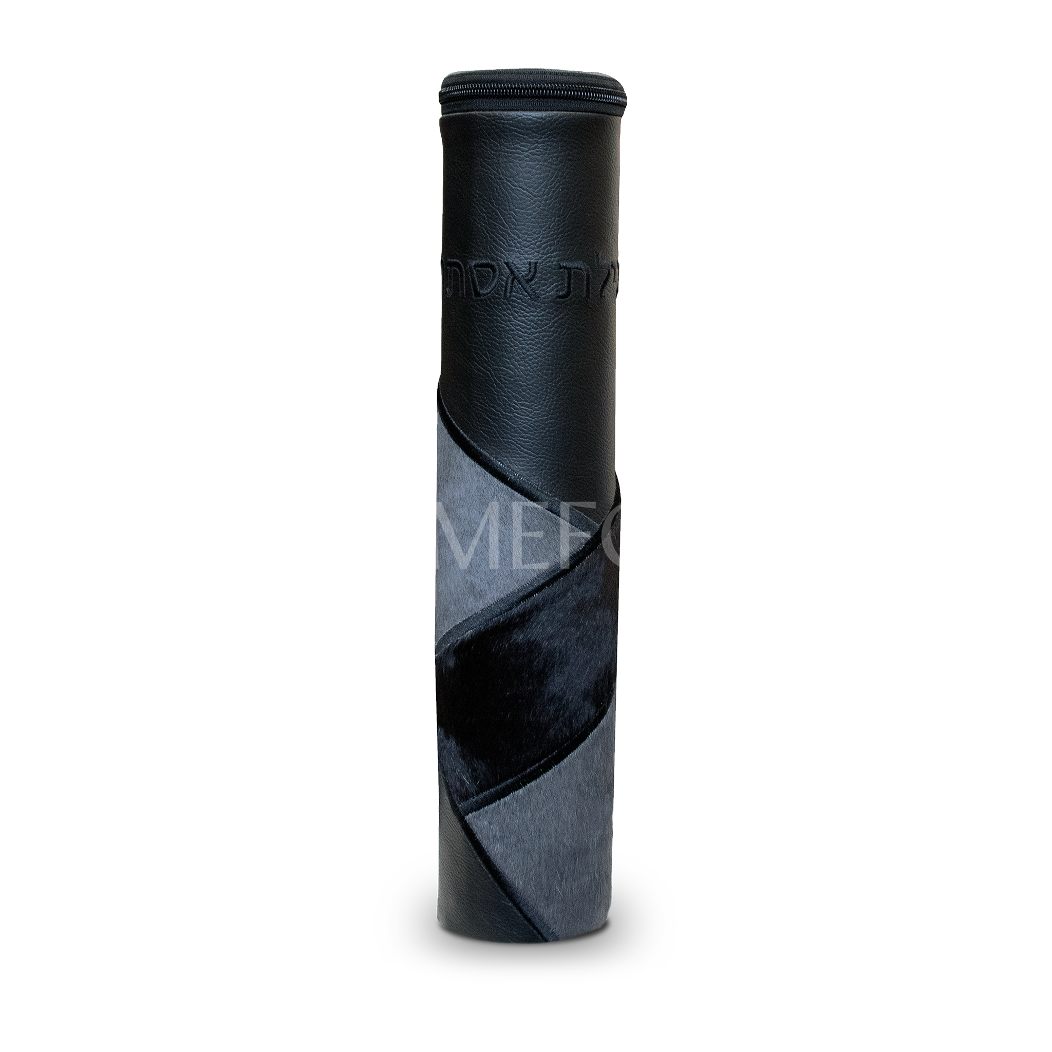 Black Megillah holder, with Grey and Black Fur and Black embroidery - Megillah Cases