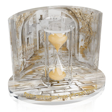 Golden Arch Deluxe Sand Timer — Chanukah — Dimensions: 8.5" diameter x 5.7" height