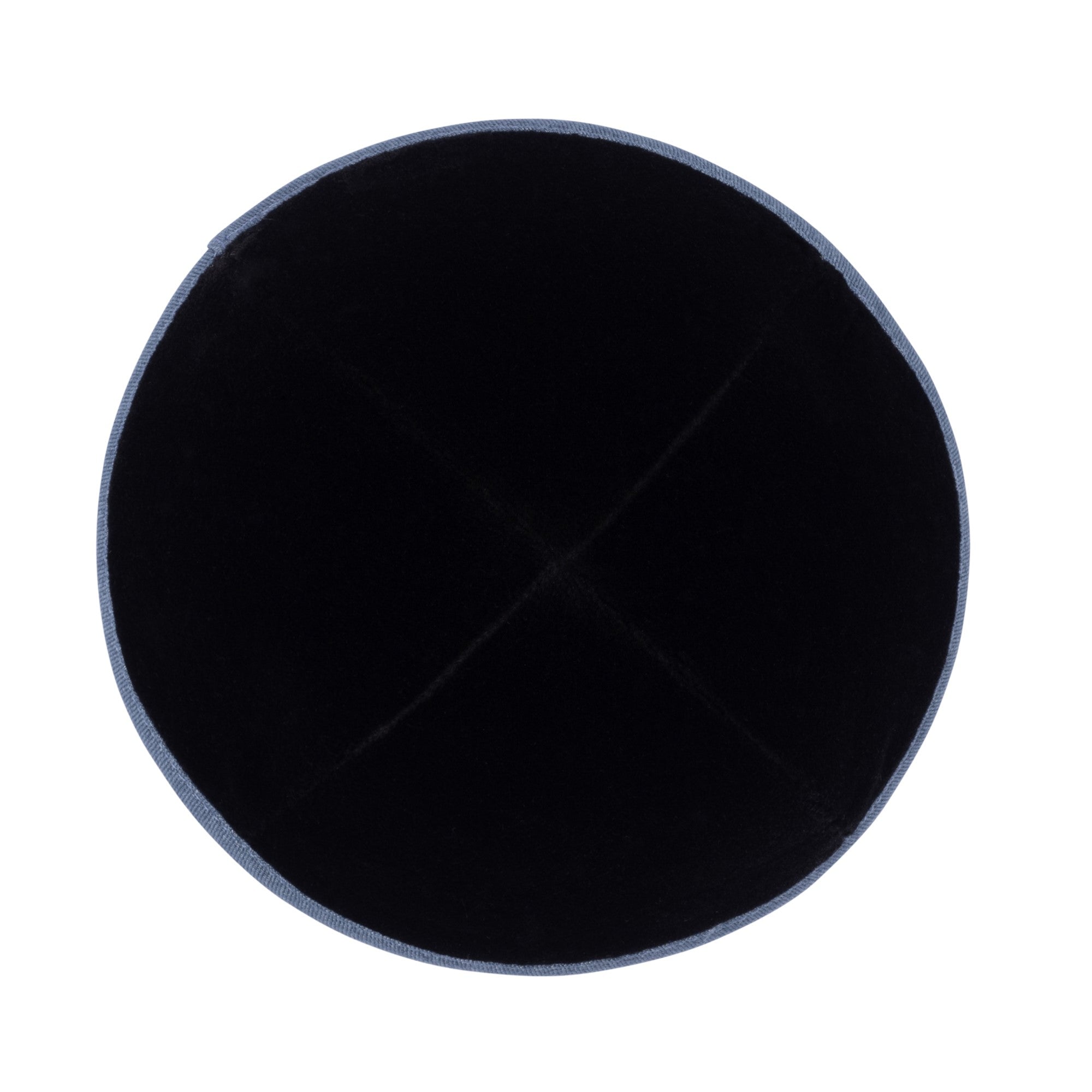Black Denim Kippah - showing rim trim, six-panel construction