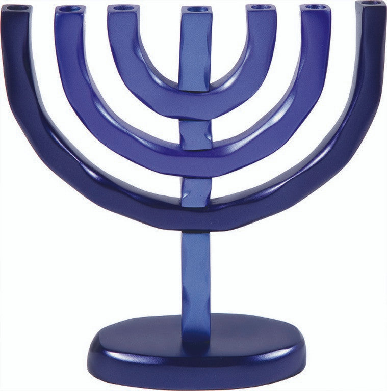 Anodized Aluminum 7 Branches Menorah Blue (EM-HMC2)