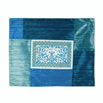 Patched Embroidered Challah Cover Shades of Blue Papercut (EM-PCC7)