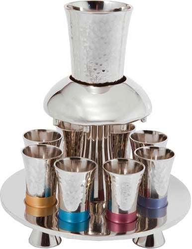 Hammered Metal Kiddush Fountain- Multicolor (EM-FNH1)