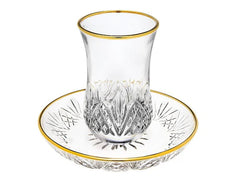 Kiddush Cup & Tray: Crystal Gold Rim