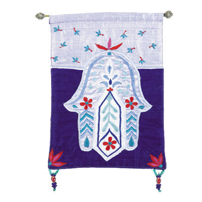 Blue Flowers Chamsa Small Wall Hanging