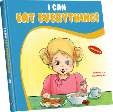 I Can Eat Everything cover with a smiling girl in pigtails eating cereal beside eggs and a strawberry