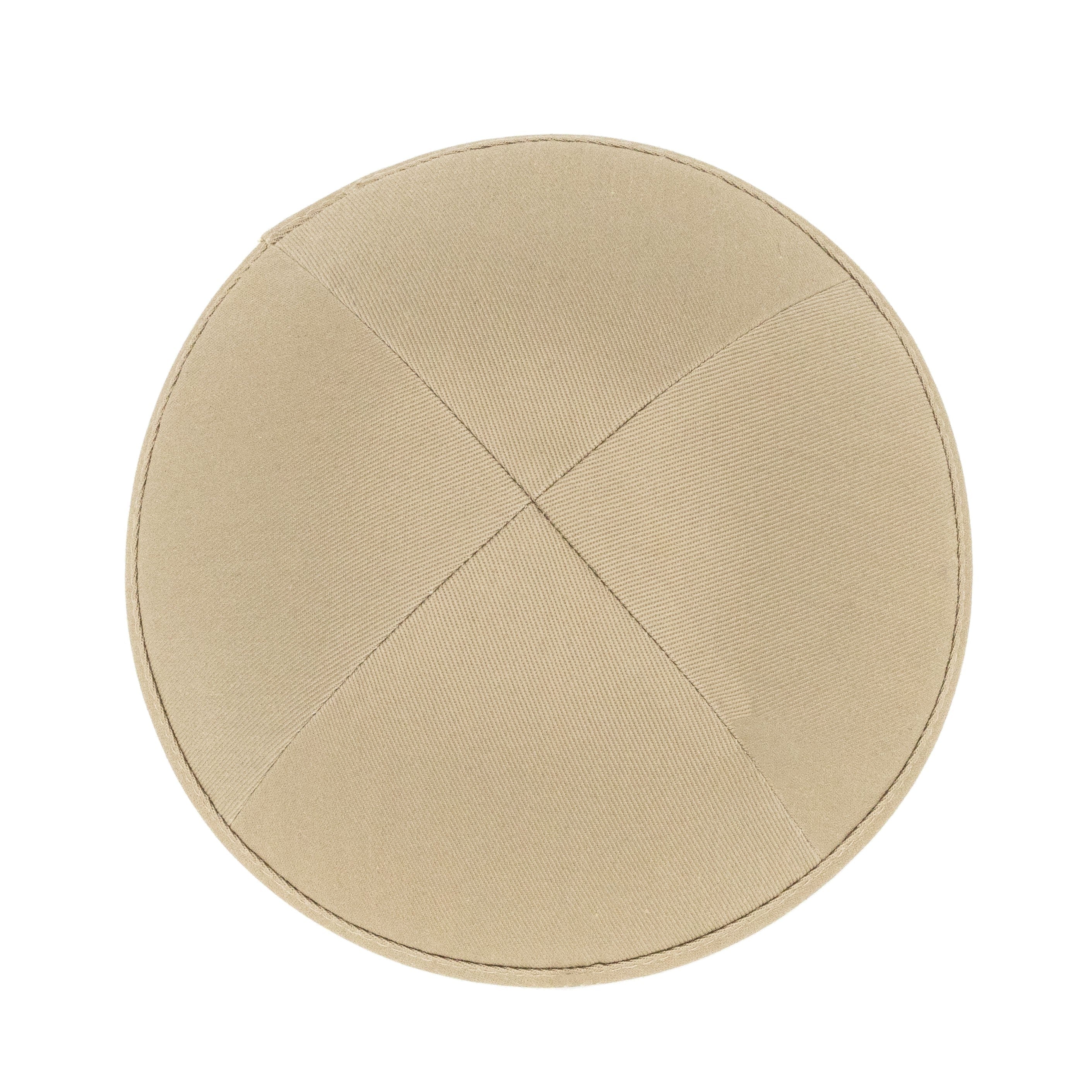 Tan Cotton Kippah - side view showing six-panel design