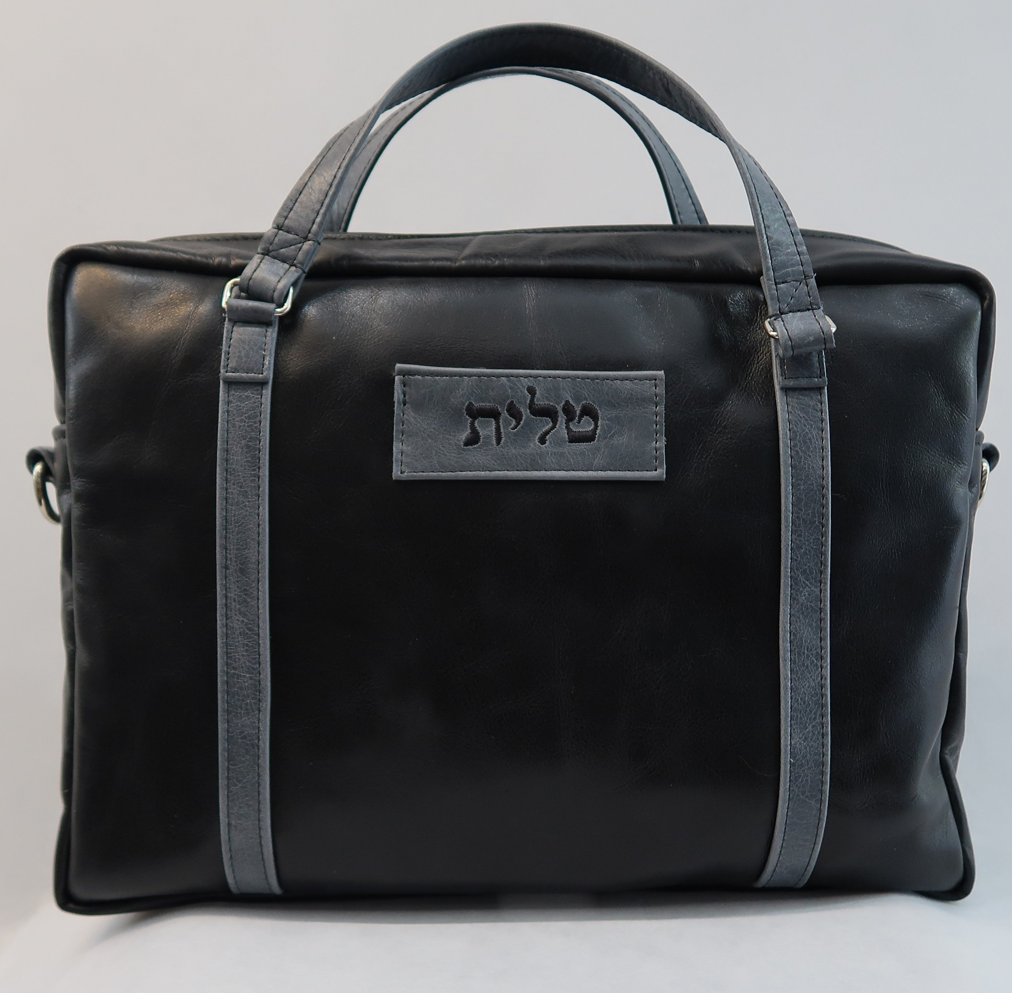 Prestige Custom Leather Tallit & Tefillin Bag — Travel & Compact Design (1025-BK) — view 2