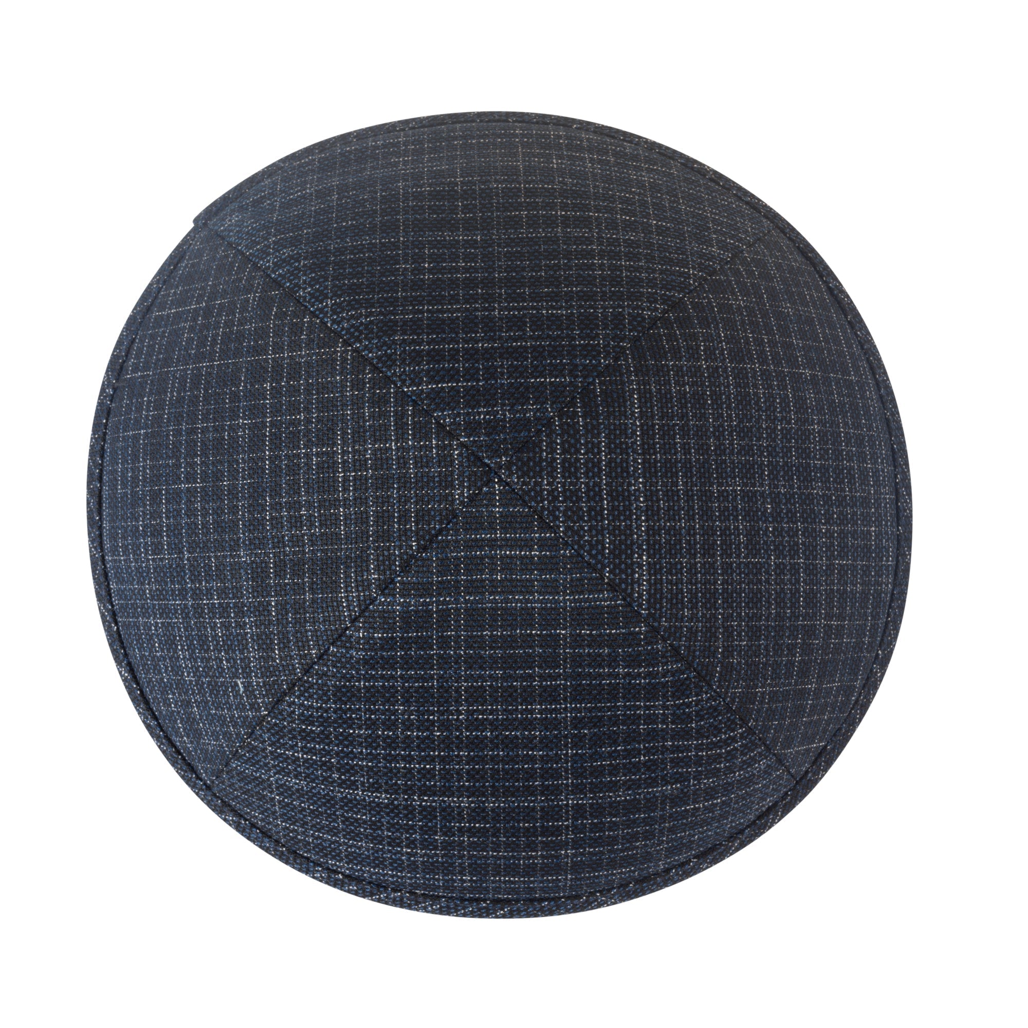 Navy Yarmulka Kippah - side view showing six-panel design