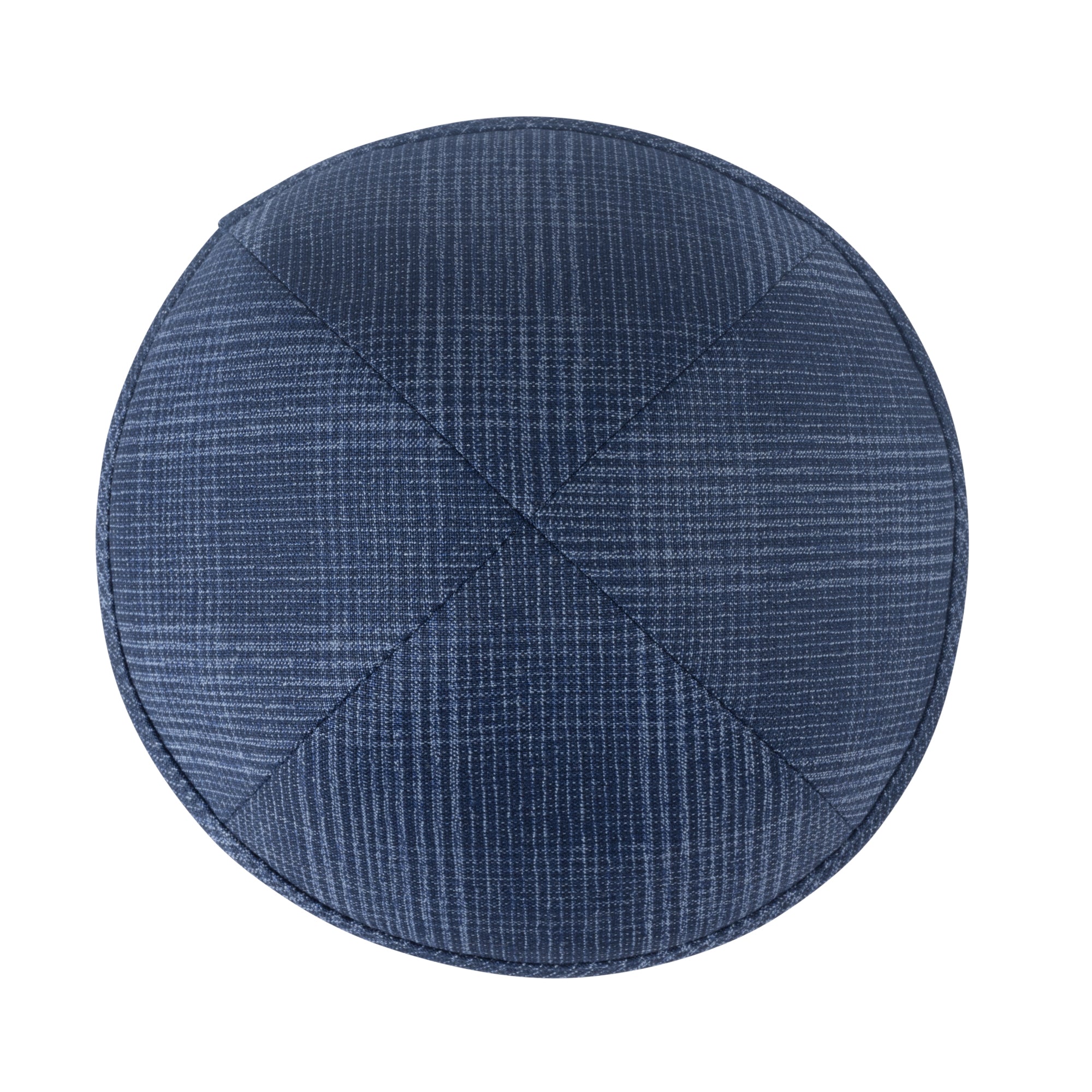 Blue Yarmulka Kippah - side view showing six-panel design