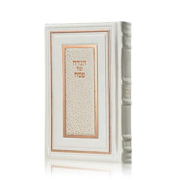 Front cover of the white antique Haggadah, Modern Center