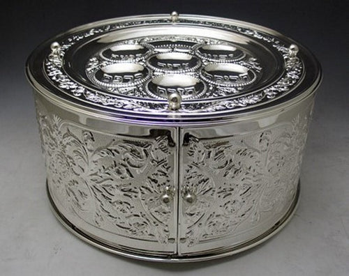 Seder Plate: 3 Tier Round With Sliding D