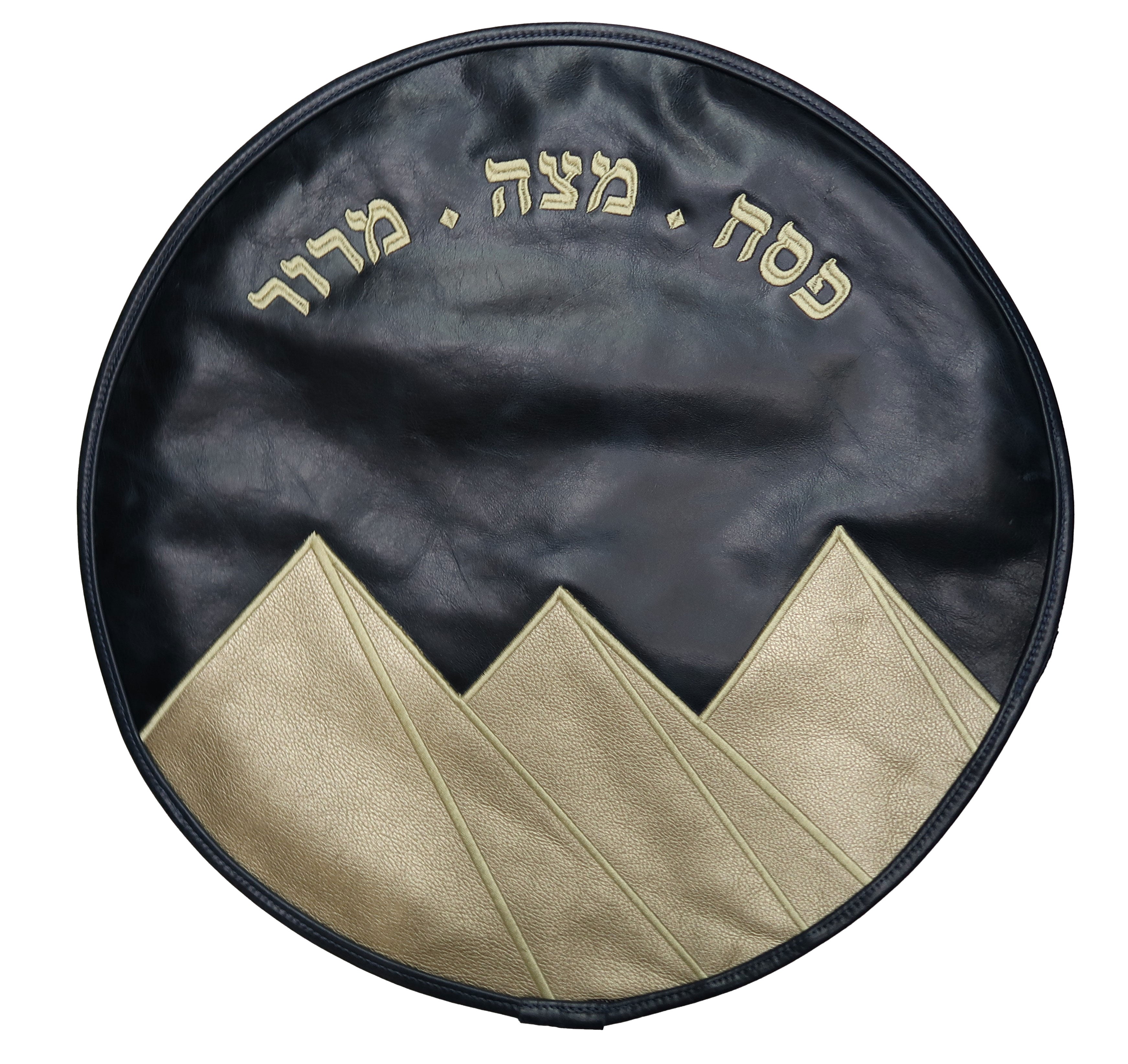 Prestige Leather Matzah Cover — Geometric Design, Supreme Collection (MA205-NV)