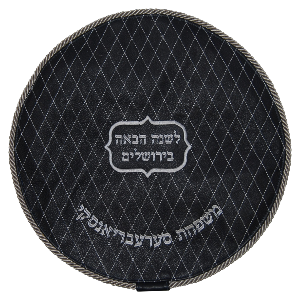 Prestige Leather Matzah Cover — Geometric Design, Prestige Collection (MA300-NV)