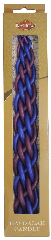 Havdalah Candle: Braided Wax - Blue & Pu
