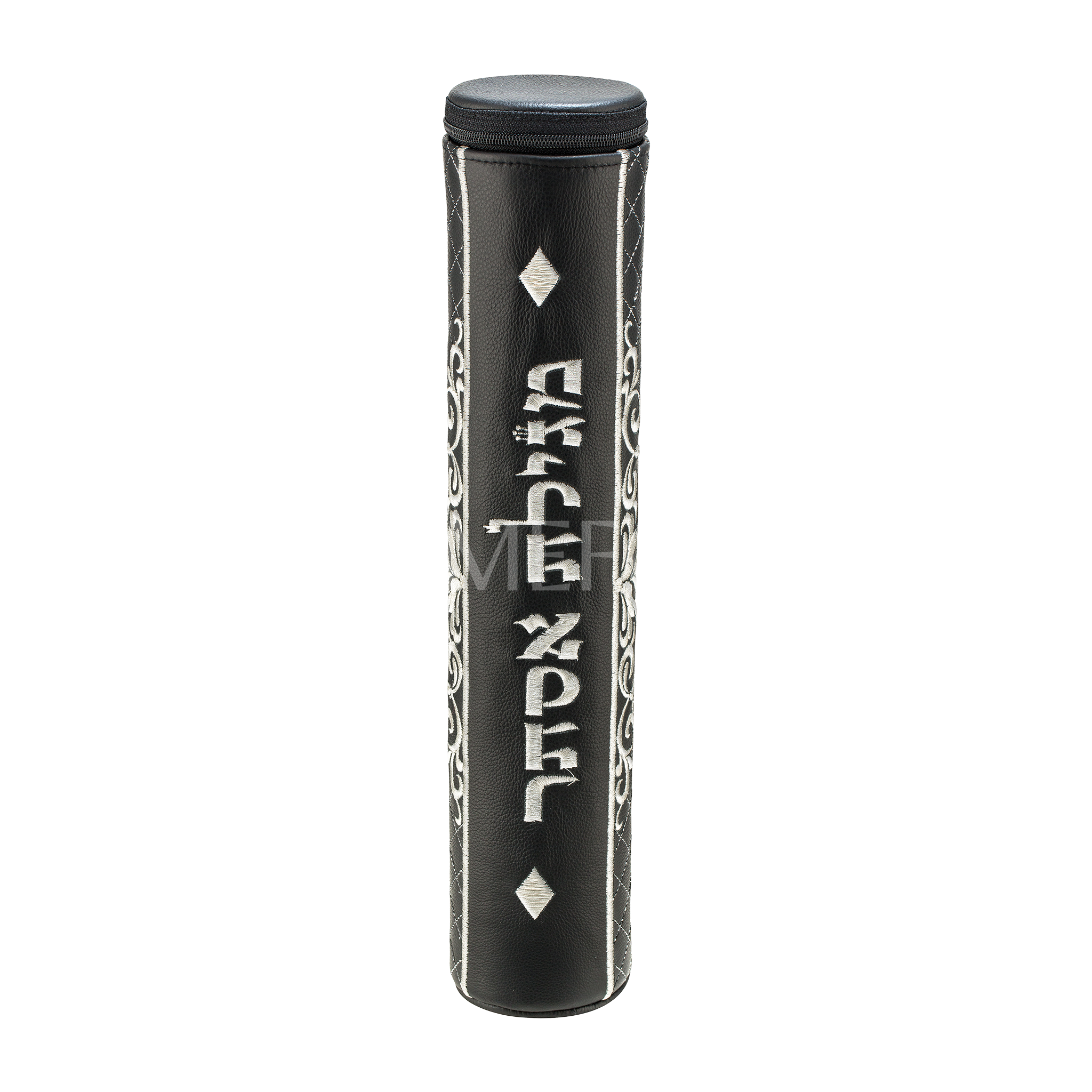 Black Megillah Holder, Silver Side Embroidery - Megillah Cases