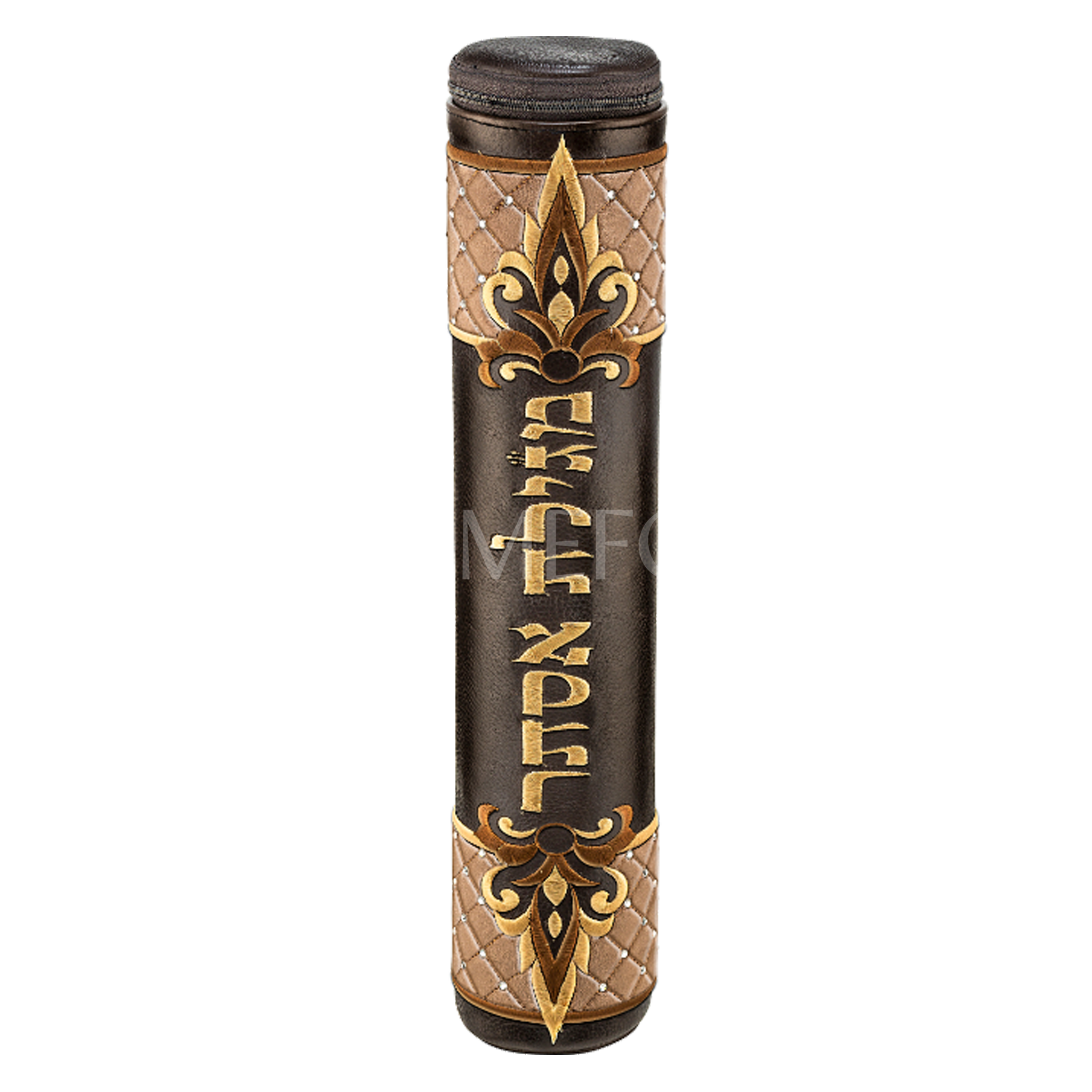 Brown Megillah Holder, Brown Quilted Velvet and Gold embroidery - Megillah Cases
