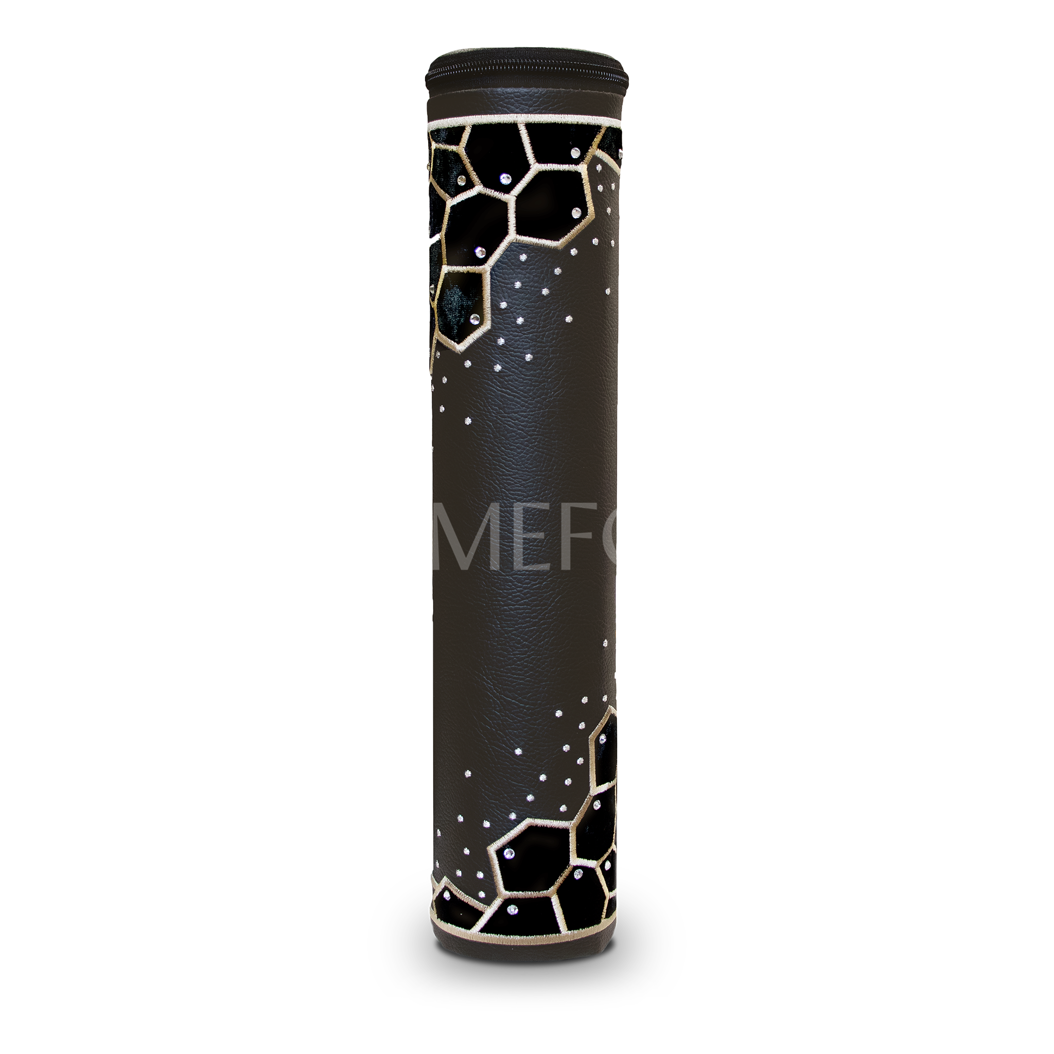 Black Megillah Holder, with Black Velvet and Gold Embroidery - Megillah Cases