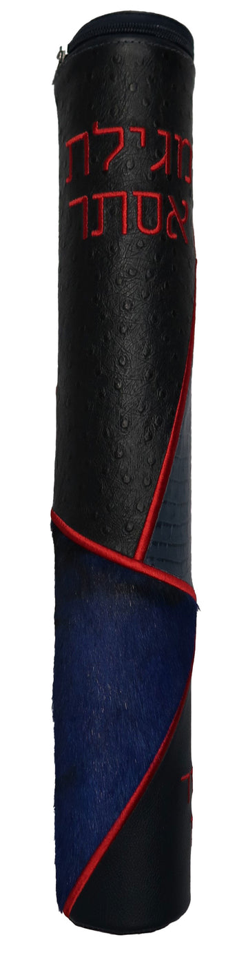 Prestige Ostrich Megillah Tube — Geometric & Ostrich Design, Imperial Collection (MT740J-BK)