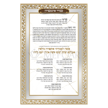 Noy Sukkah, Seder Ushpizin on Mirror Gold 15.75" x 23.5" - Judaica Posters & Murals
