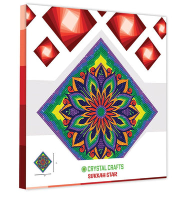 Crystal Craft Colorful Star box showing the finished mandala-style gem star in bright greens, oranges and purples