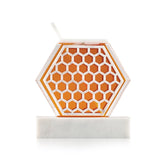 Honeycomb Honey Dish- White Marble Lucite