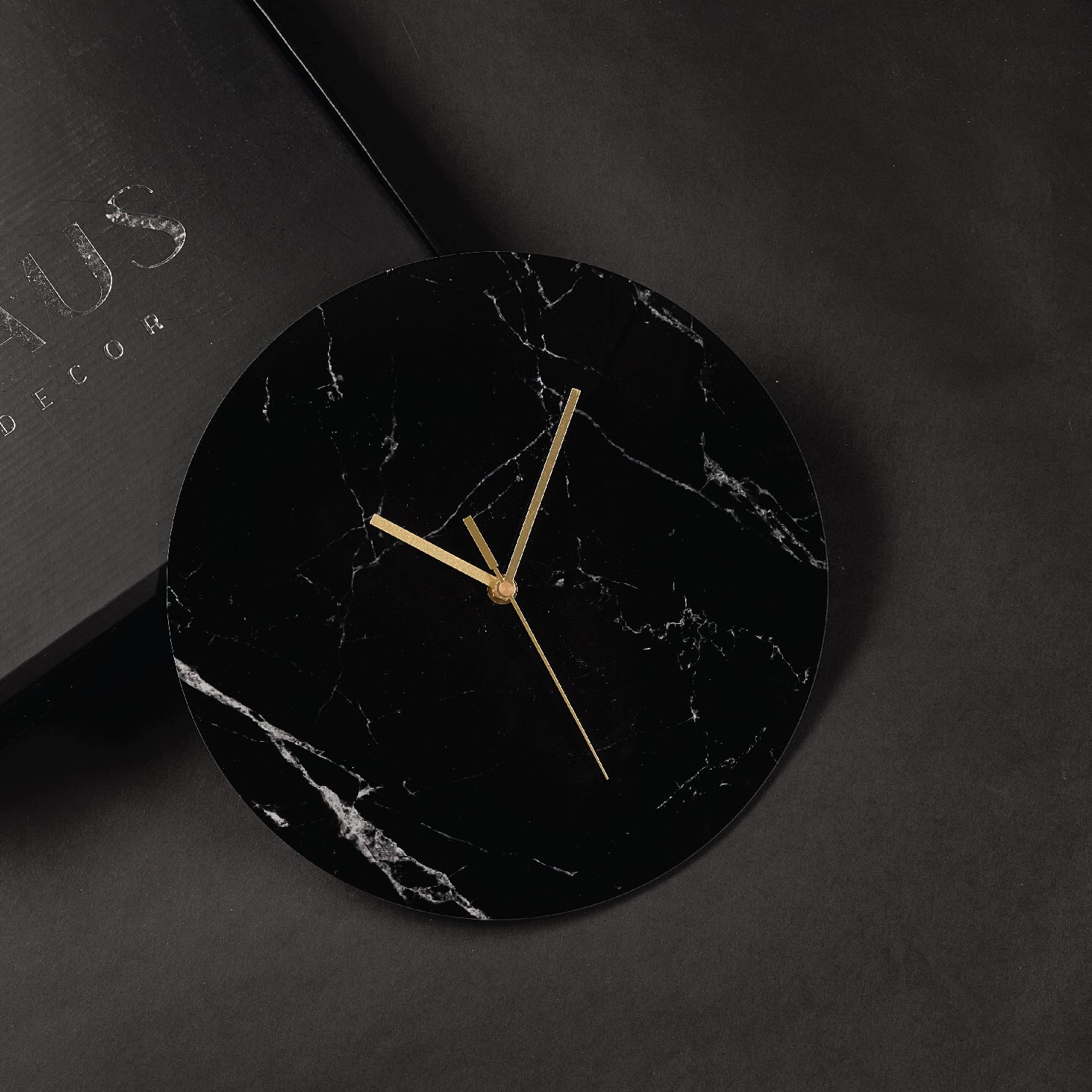 Black Marble Lucite Minimalistic Clock with — lucite Judaica decor | Judaica Square Lakewood