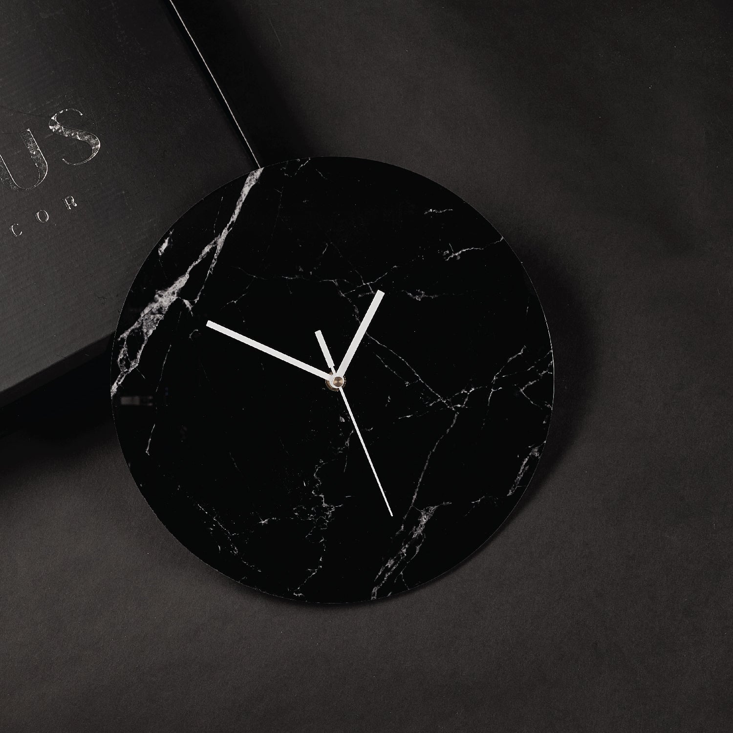 Black Marble Lucite Minimalistic Clock with — lucite Judaica decor | Judaica Square Lakewood