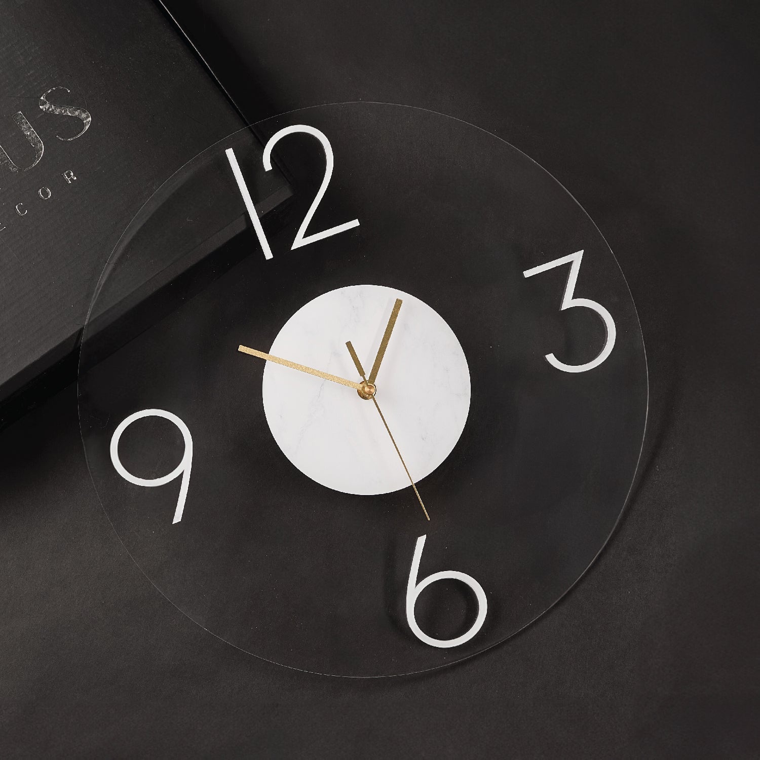 Luxe Clock — White Marble Lucite — lucite Judaica decor | Judaica Square Lakewood
