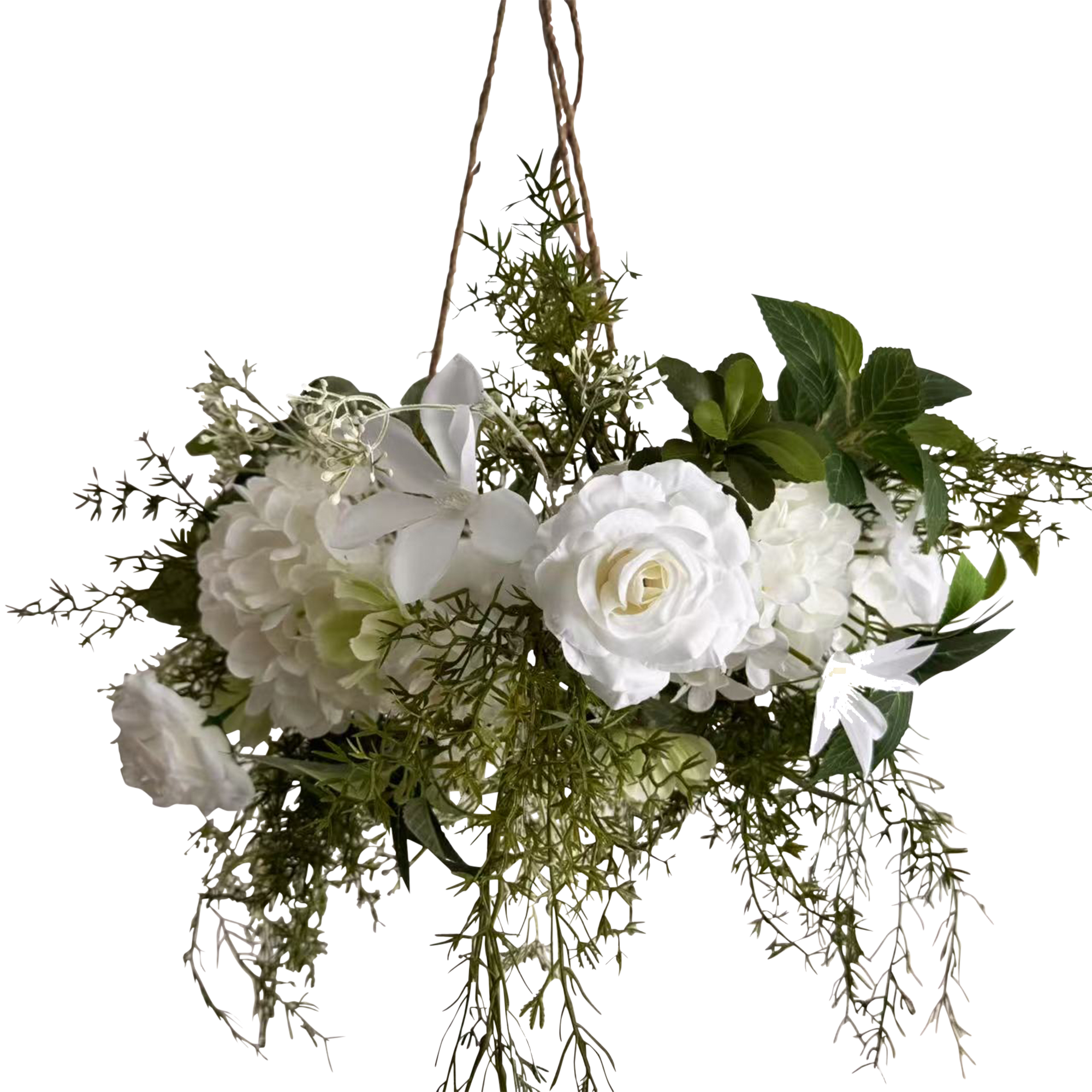 Sukka Decoration, White Floral Chandelier - Judaica Accessories
