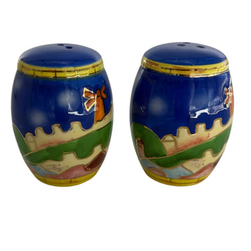 Salt and Pepper Shakers, Karshi Ceramic, Jerusalem, Colored, front view
