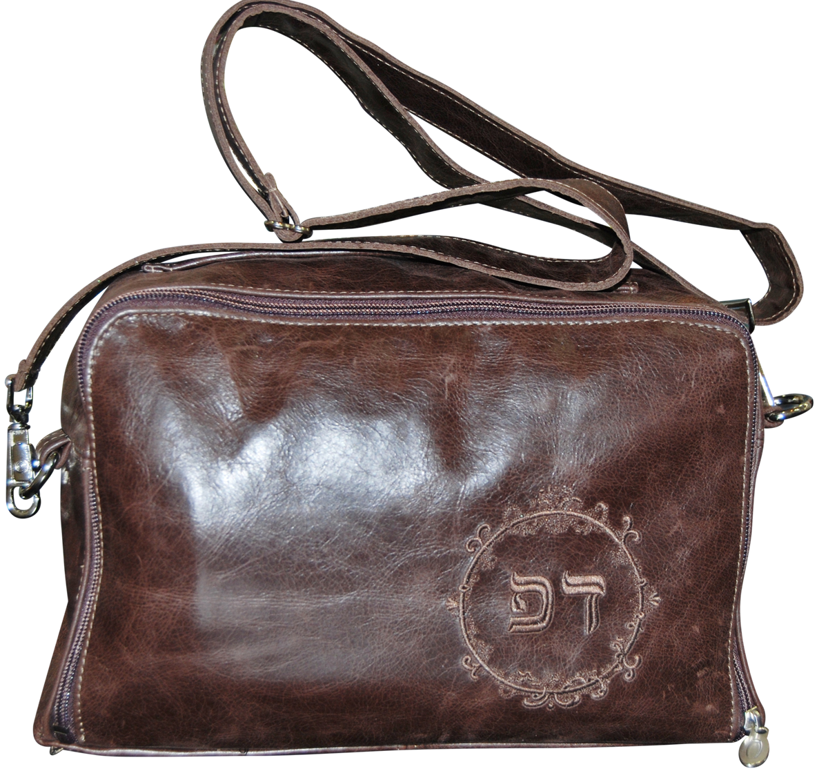 Prestige Custom Leather Tallit & Tefillin Bag — Travel & Compact Design (TB435F-BR)