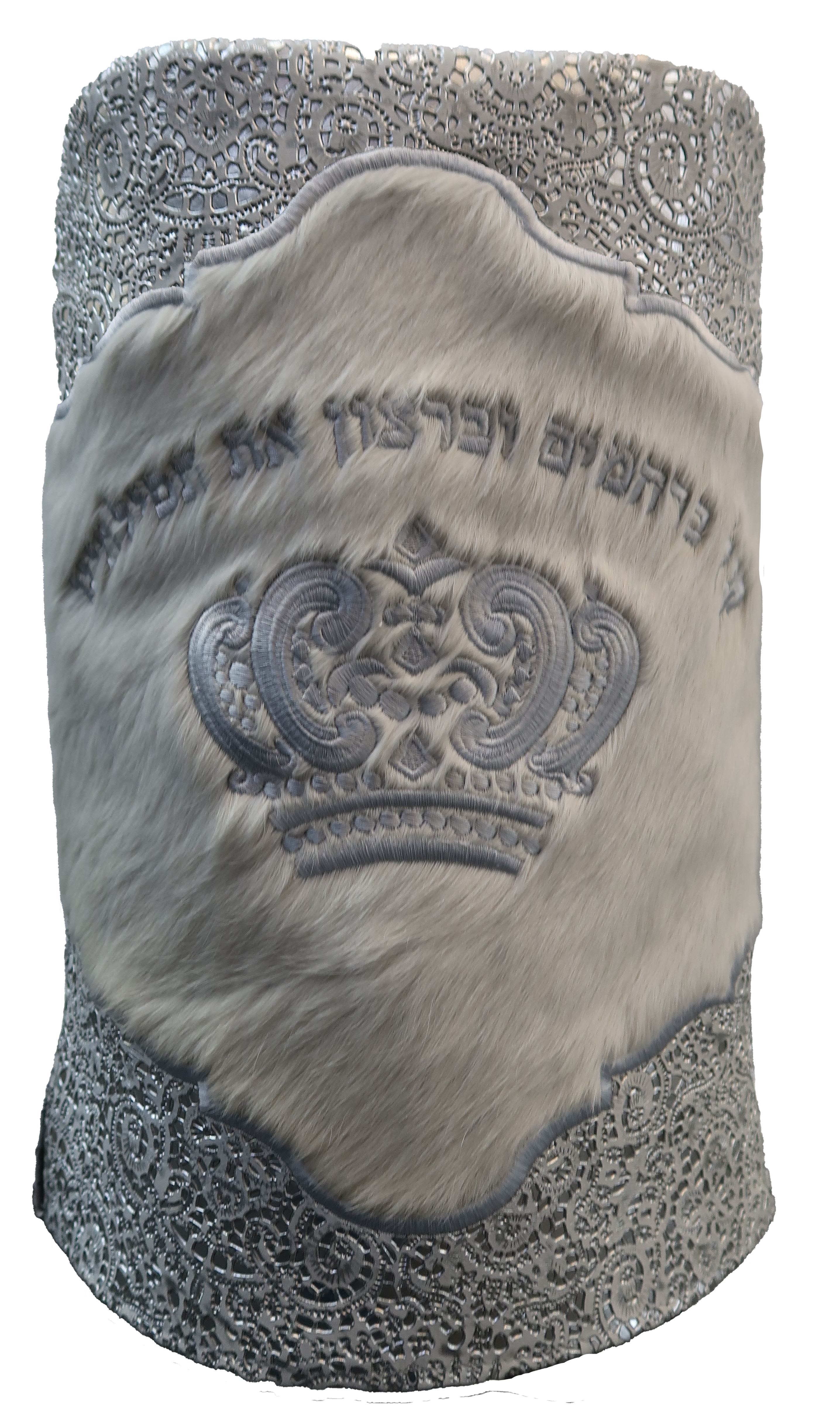 Prestige Velvet Torah Mantel — Crown Design, Exclusive Collection (TM550-WH3)